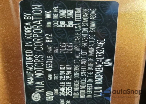 2020 Kia Sportage Lx z USA, uszkodzony, nr VIN KNDPM3AC4L7827461